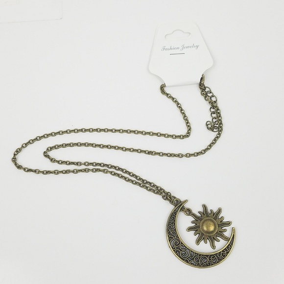 Jewelry - BRONZE Crescent Moon Sun Boho Pendant Necklace